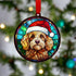 Cockapoo Golden in Santa Hat Suncatcher Decoration